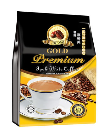 HICOMI GOLD PREMIUM IPOH WHITE COFFEE 3 IN 1 LESS SUGAR Hicomi Brand BEVERAGE Malaysia, Perak, Sungai Siput Supplier, Manufacturer, Supply, Supplies | HICOMI INTERNATIONAL SDN BHD