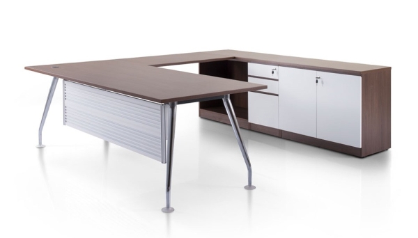 L shape executive table with Ixia chrome leg and credenza cabinet Office desk Office table Office Director Table Malaysia, Selangor, Kuala Lumpur (KL), Seri Kembangan Supplier, Suppliers, Supply, Supplies | Aimsure Sdn Bhd