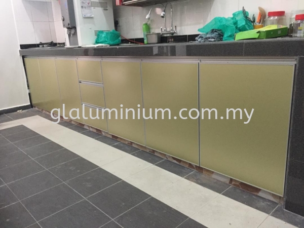 Cabinet swing door + composite panel ( gold) @taman sri cheras jaya, Balakong  Aluminium Cabinet Doors Selangor, Malaysia, Kuala Lumpur (KL), Cheras Supplier, Installation, Supply, Supplies | GL GLASS & ALUMINIUM TRADING