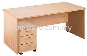 Wooden writing table with mobile pedestal