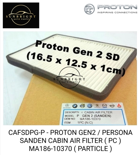 CAFSDPG-P - PROTON GEN2 / PERSONA SANDEN CABIN AIR FILTER ( PC ) MA186-10370 ( PARTICLE )