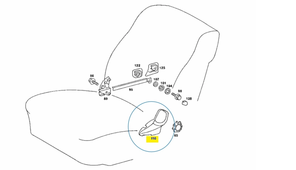 Mercedes-Benz W123 - Right Side Reclining Seat Fitting Cover for Right Seat ~ Blue (Original MB)