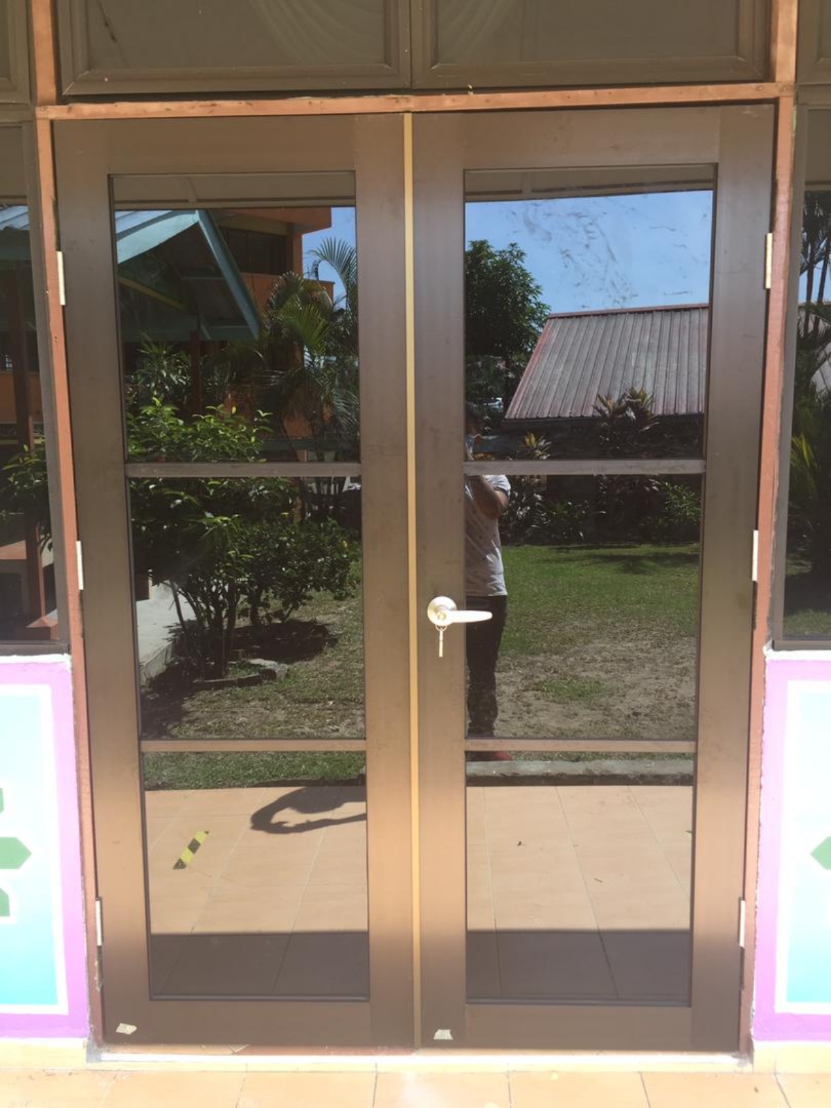 Double leaf swing door ( MB + tinter glass dark) @SMK Sungai Besi 
