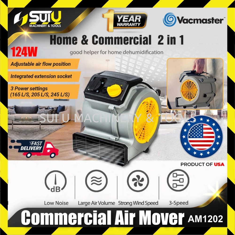 VACMASTER AM1202 Commercial Grade 124W Air Mover Carpet & Floor Blower  Cooling Drying Energy-saving Fast Dry Floor Blower Fan Kuala Lumpur (KL),  Malaysia, Selangor, Setapak Supplier, Suppliers, Supply, Supplies