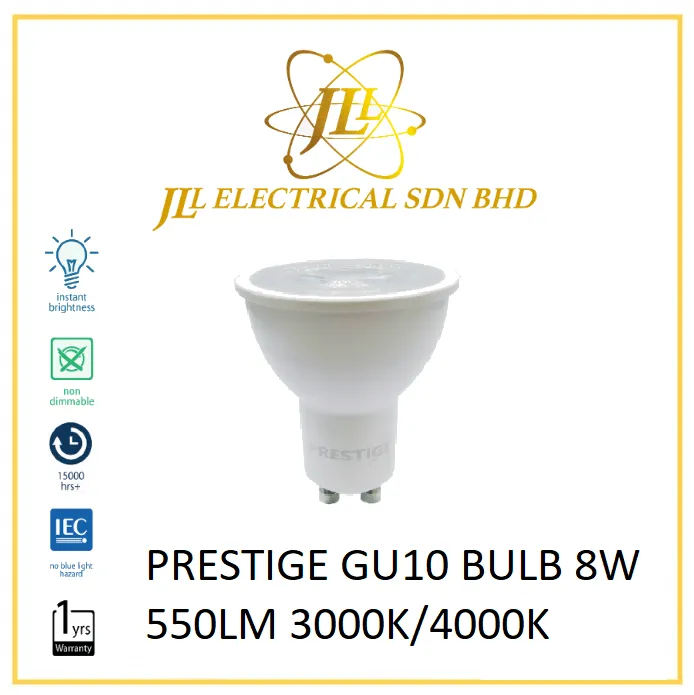 PRESTIGE GU10 BULB 8W 550LM 3000K/4000K 