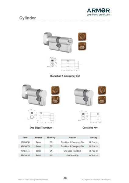 ARMOR Cylinder Euro Profile Cylinder Kuala Lumpur (KL), Malaysia, Selangor Supplier, Suppliers, Supply, Supplies | HOONG THYE LOCKSMITH