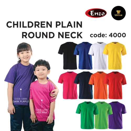 Children T-shirt / Children Round Neck T-shirt / Kids Plain T-shirt / Enzo 4000