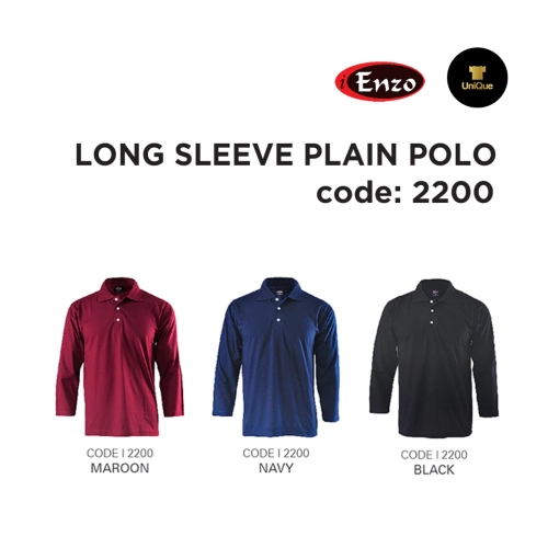 T-shirt long sleeve collar (Adult) | Long Sleeve Collar Plain T-shirt | 2200
