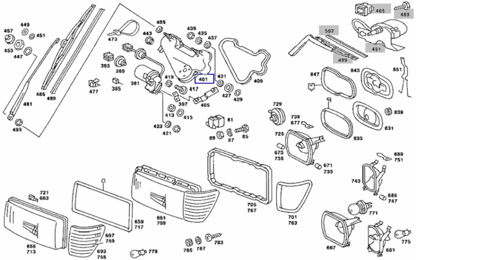 Mercedes-Benz W116 - Wiper Linkage Assembly (HELLA)