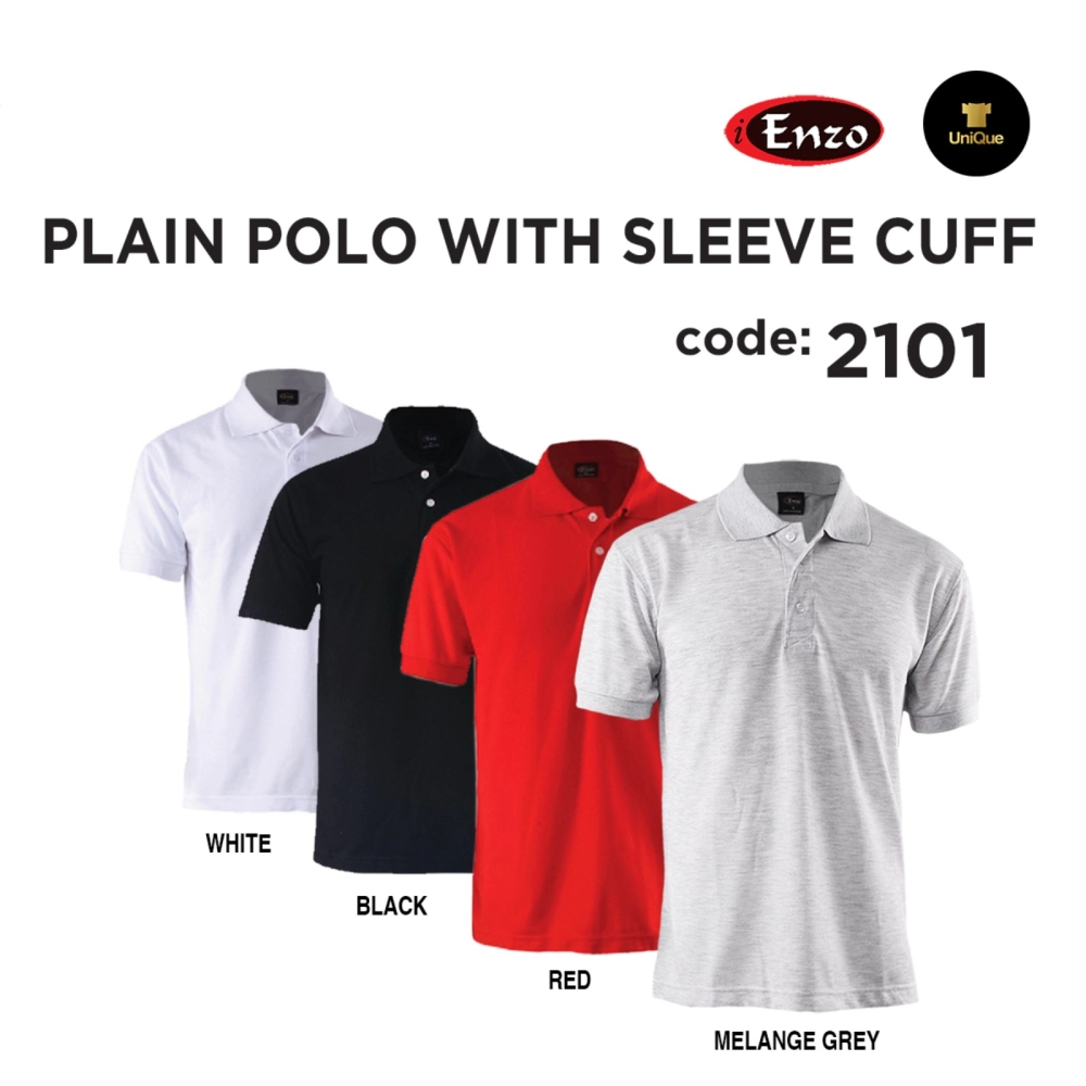 T-shirt Collar | Plain Polo With Sleeve Cuff | Plain Collar T-shirt Adult | ENZO 2101