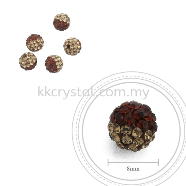 Bling Ball, 8mm, B029, Dark Brown + Light Brown, 5pcs:pack 08mm Bling Ball Kuala Lumpur (KL), Malaysia, Selangor, Klang, Kepong Wholesaler, Supplier, Supply, Supplies | K&K Crystal Sdn Bhd