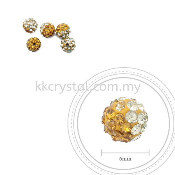 Bling Ball, 6mm, B030 Topaz + Jonquil, 5pcs:pack 06mm Bling Ball Kuala Lumpur (KL), Malaysia, Selangor, Klang, Kepong Wholesaler, Supplier, Supply, Supplies | K&K Crystal Sdn Bhd