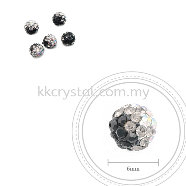 Bling Ball, 6mm, B032 Black + Black Diamond + Rainbow White, 5pcs:pack 06mm Bling Ball Kuala Lumpur (KL), Malaysia, Selangor, Klang, Kepong Wholesaler, Supplier, Supply, Supplies | K&K Crystal Sdn Bhd