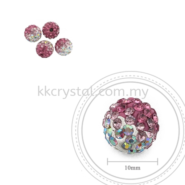 Bling Ball, 10mm, B004, Rose + Light Rose + Rainbow White, 4pcs:pack 10mm Bling Ball Kuala Lumpur (KL), Malaysia, Selangor, Klang, Kepong Wholesaler, Supplier, Supply, Supplies | K&K Crystal Sdn Bhd