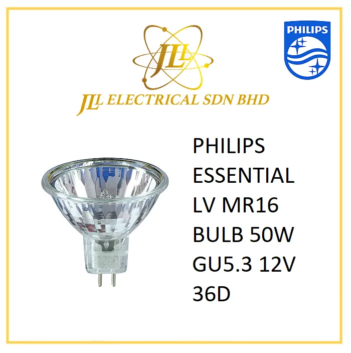 PHILIPS ESSENTIAL LV MR16 BULB 50W GU5.3 12V 36D EXN