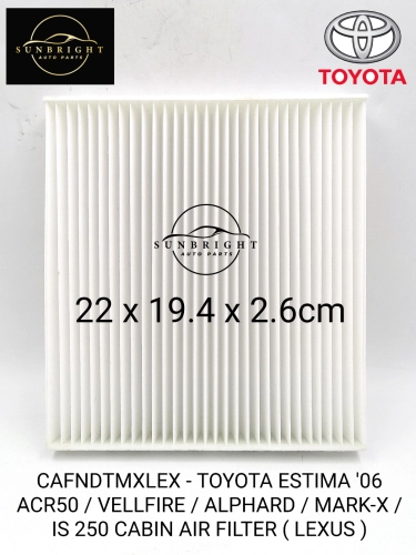 CAFNDTMXLEX - TOYOTA ESTIMA '06 ACR50 / VELLFIRE / ALTIS '08 ZZE142 / ALPHARD '08 / MARK X '06 2.5 GRX120 / IS250 DENSO CABIN AIR FILTER ( PC ) 87139-06080 - NORMAL GRID - OB