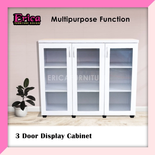 3 DOOR Display Cabinet & Book Cabinet 100% Melamine wood 