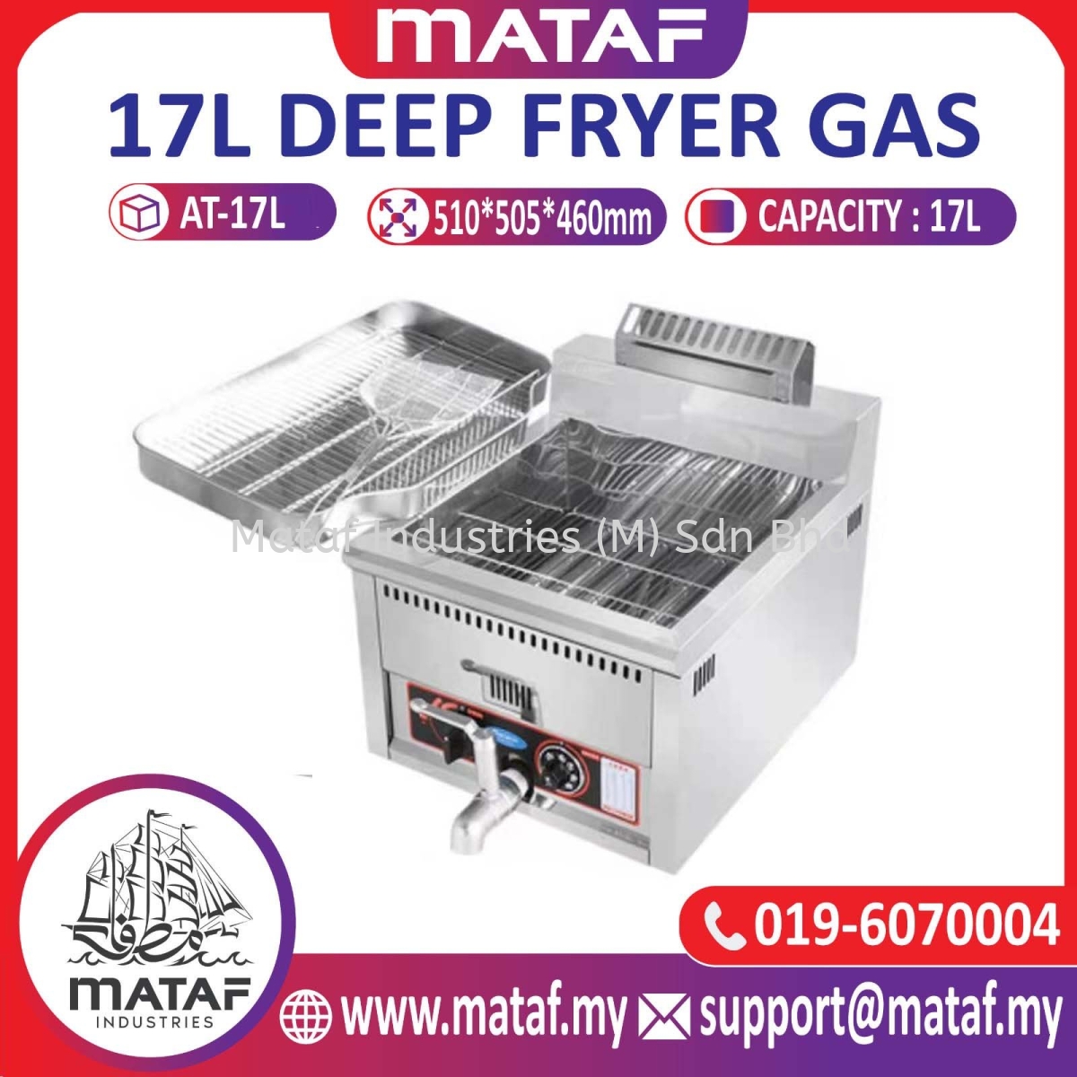 At 17l Automatic Deep Fryer Gas 17l Gas Fryer Snack Machine Seremban Malaysia Negeri Sembilan Supplier