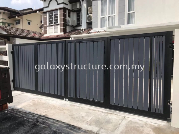 To Fabrication Powder Coated Folding Gate with Aluminium Plate @ Subang Jaya Folding Gate  Pintu Pagar Selangor, Malaysia, Kuala Lumpur (KL), Shah Alam Supplier, Suppliers, Supply, Supplies | GALAXY STRUCTURE & ENGINEERING SDN BHD