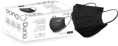 Durio 545 Trendish 4 Ply Surgical Face Mask -Black