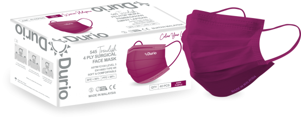 Durio 545 Trendish 4 Ply Surgical Face Mask- Dark Purple 545 Trendish Adult Face Mask 4 Ply Surgical Face Mask Malaysia, Johor Bahru (JB) Manufacturer, Supplier, Supply, Supplies | Durio PPE Sdn Bhd