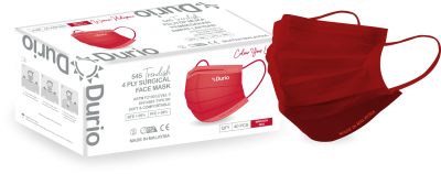 Durio 545 Trendish 4 Ply Surgical Face Mask- Maroon Red