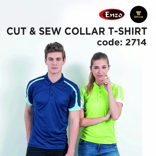 T-shirt Collar | Plain Collar T-shirt |  Polo T-shirt | Adult  2714 Cut & Sew Collar T-shirt