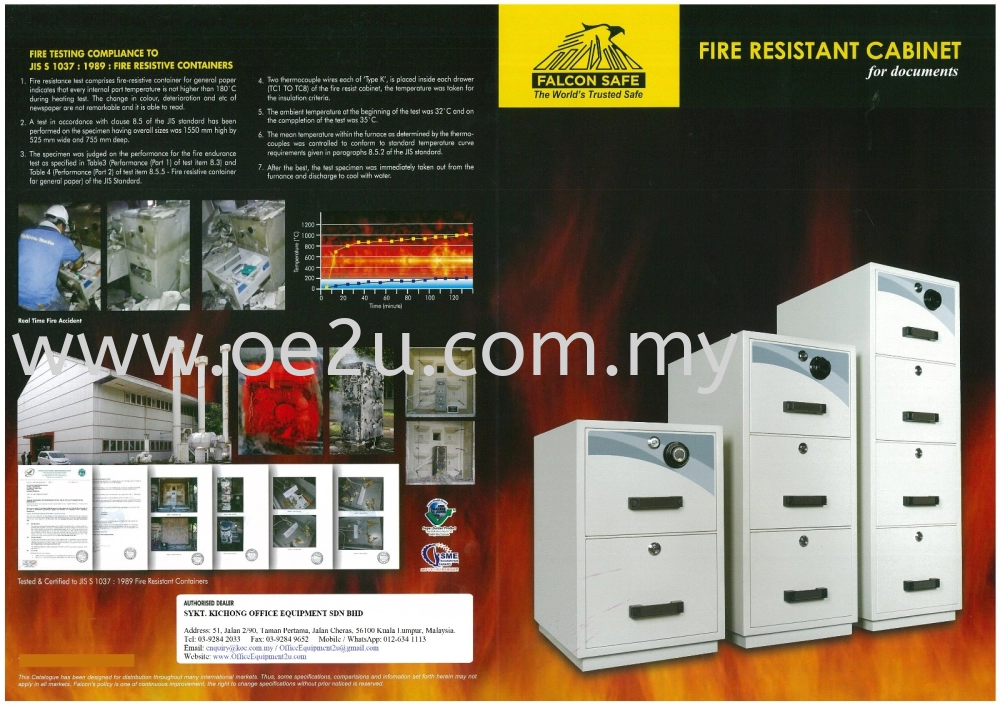 FALCON 3 Drawer Fire Resistant Filing Cabinet (FRC3 - Individual Locking)_290kg