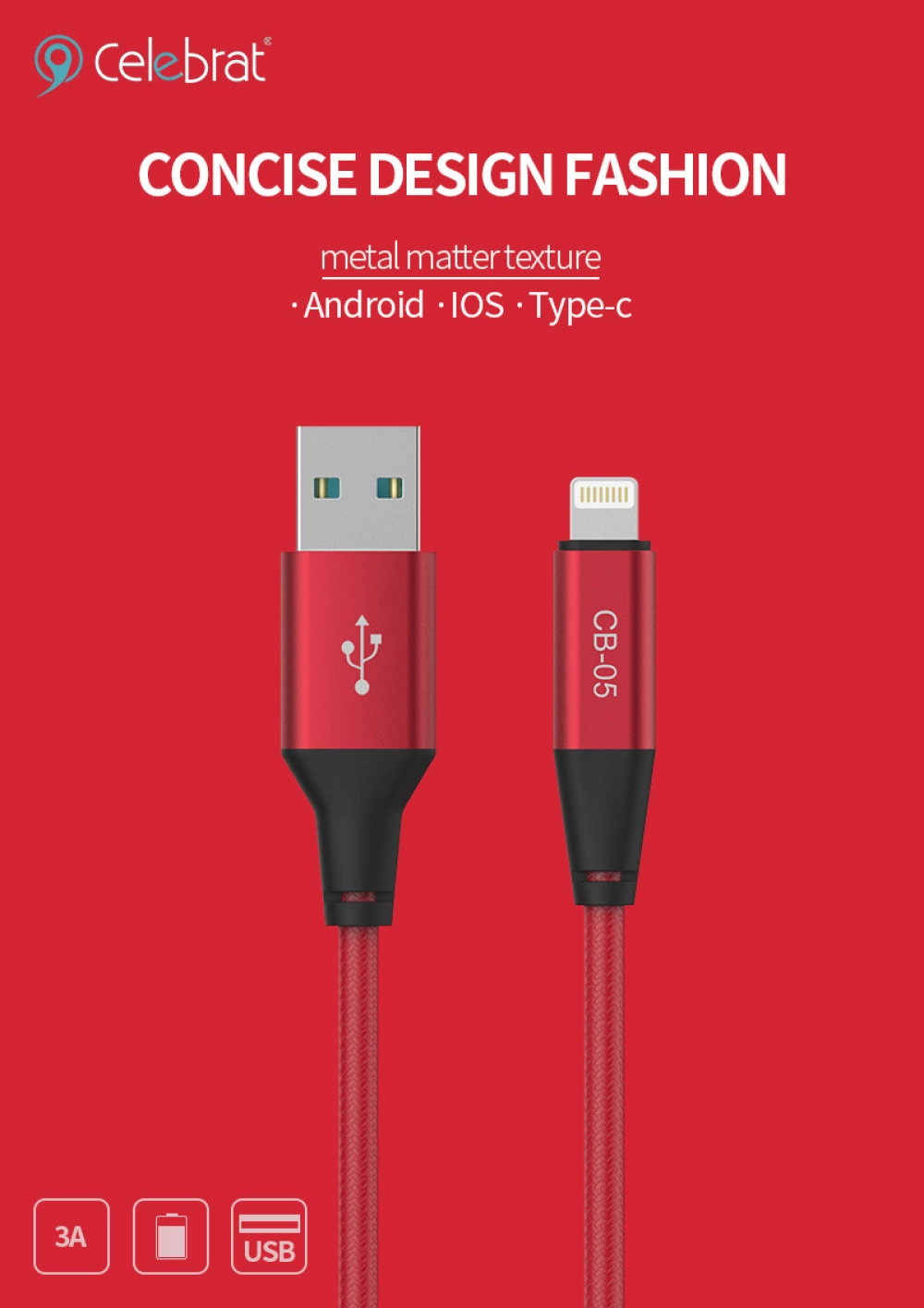 Celebrat Metal Cable Cb-05 3.0A