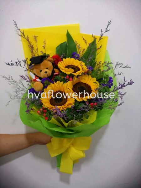 Sunflower Graduation Bear 01 Sunflower Johor Bahru (JB), Malaysia, Ulu Tiram Supplier, Suppliers, Supply, Supplies | HV A Flower House