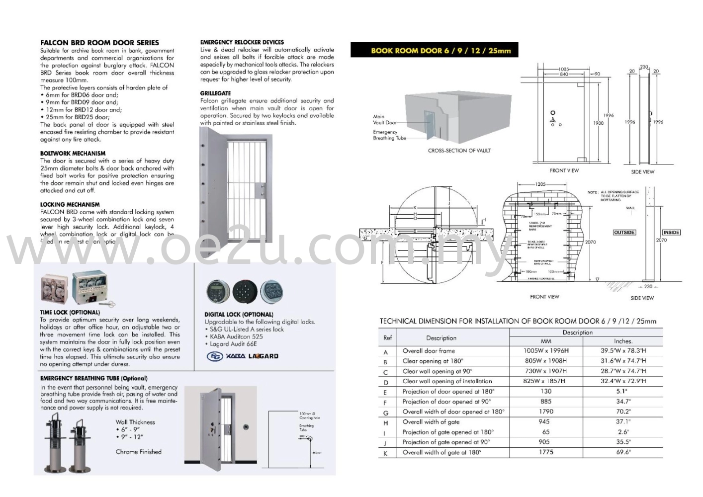 FALCON 12" Book Room Door c/w Grille Gate (BRD 12)_400kg