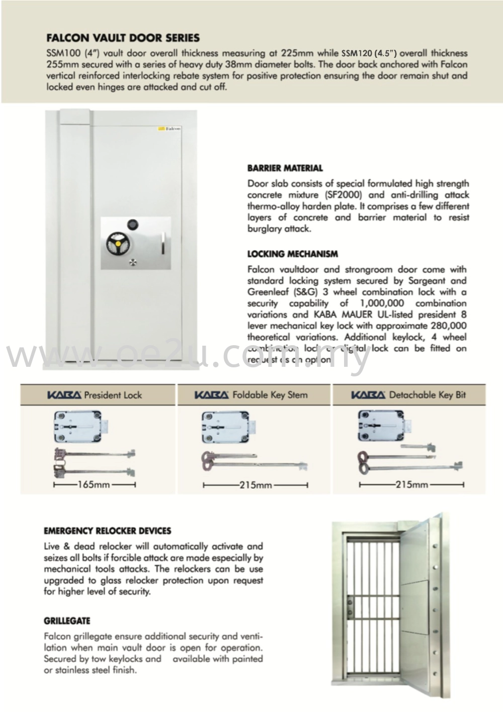 FALCON 4.5" Vault Room Door (SSM120)_1500kg