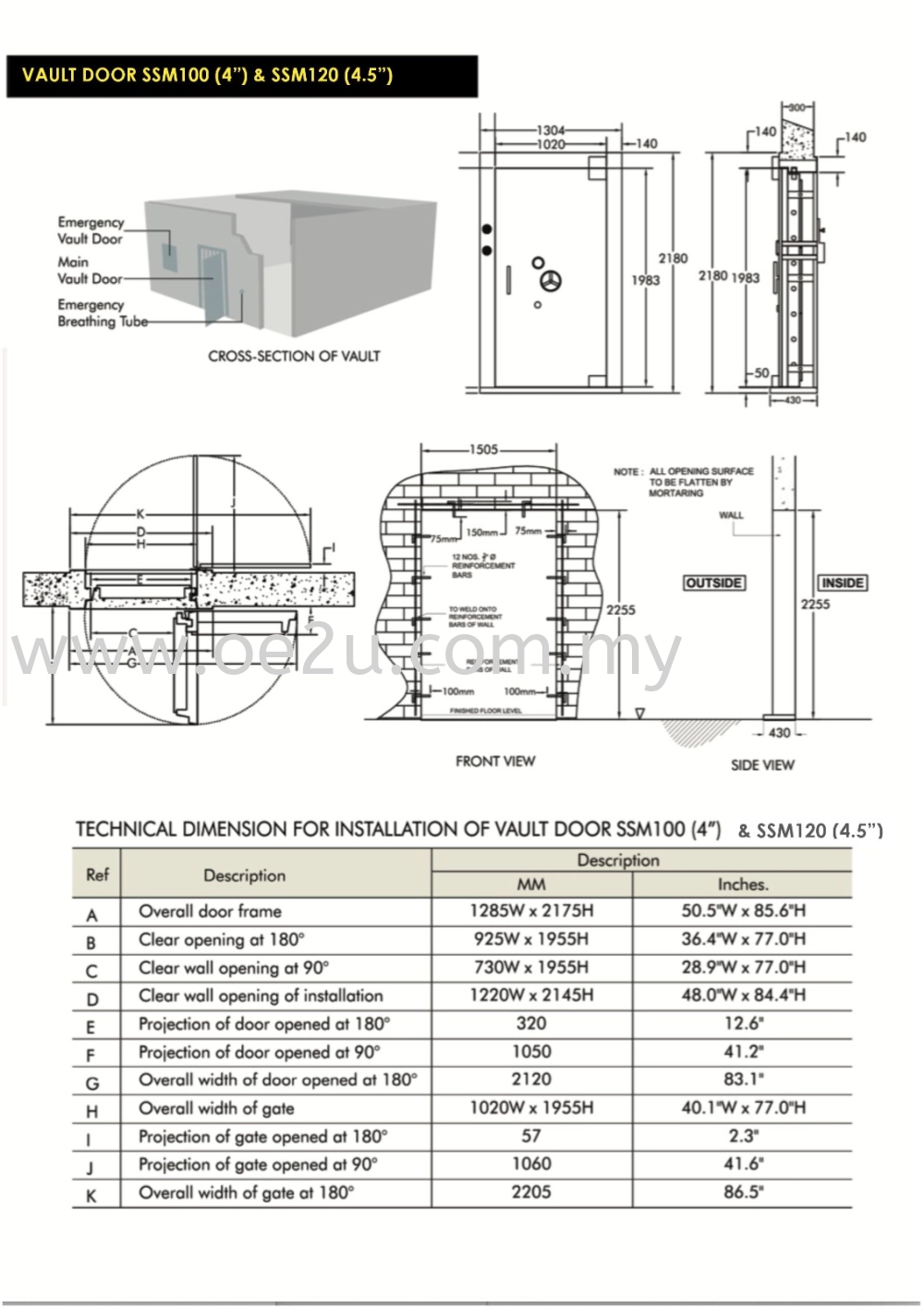 FALCON 4" Strong Room Door (SSM100)_1300kg