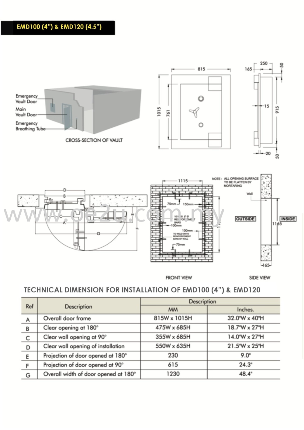 FALCON 4" Strong Room Door (SSM100)_1300kg