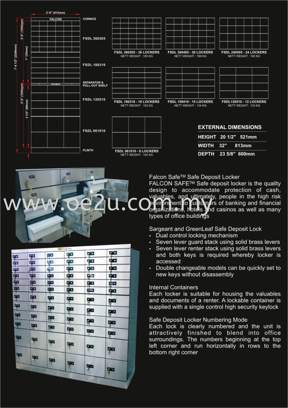 FALCON Safe Deposit Locker - 6 Lockers (FSDL 061010)_100kg