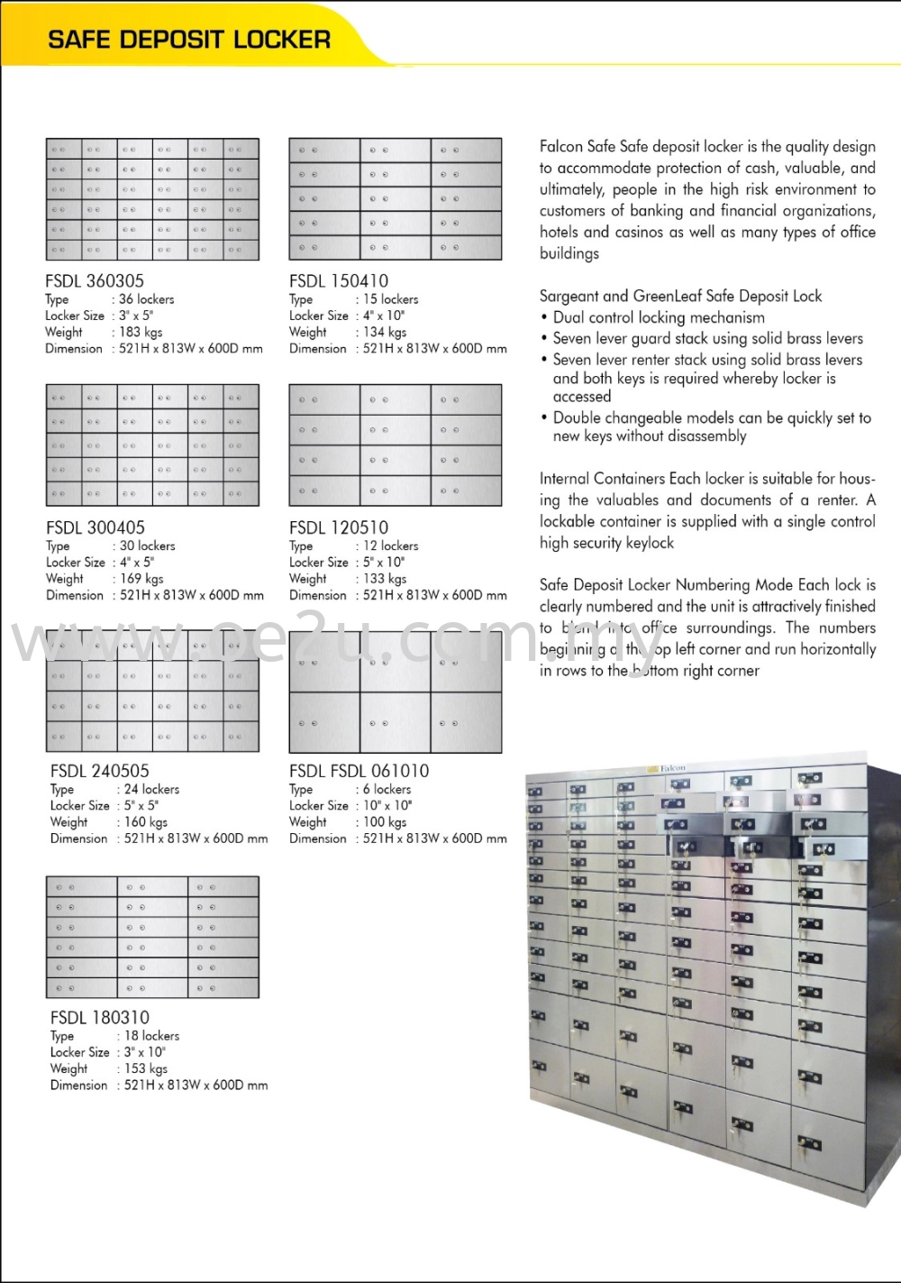 FALCON Safe Deposit Locker - 18 Lockers (FSDL 180310)_134kg