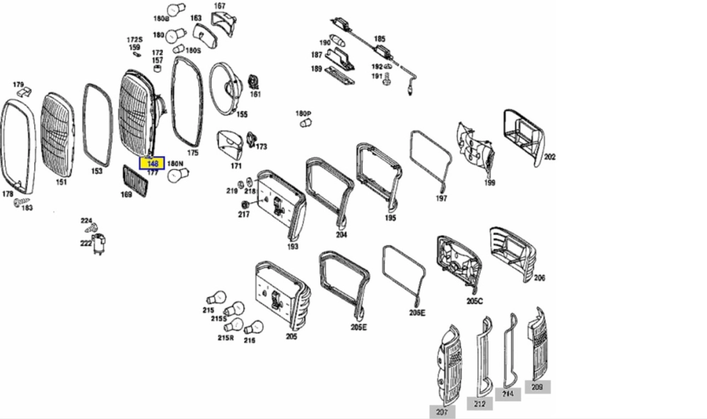 Mercedes-Benz W114 and W115 - Left or Right Headlamp Assembly (HELLA)