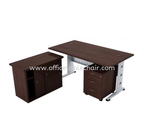 QAMAR RECTANGULAR OFFICE TABLE SET C/W SIDE CABINET & MOBILE PEDESTAL 3D