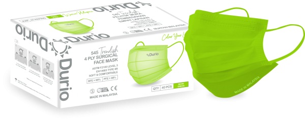 Durio 545 Trendish 4 Ply Surgical Face Mask- Neon Green 545 Trendish Adult Face Mask 4 Ply Surgical Face Mask Malaysia, Johor Bahru (JB) Manufacturer, Supplier, Supply, Supplies | Durio PPE Sdn Bhd