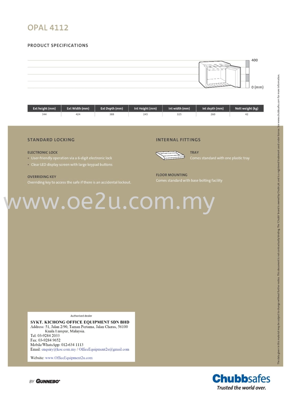 Chubbsafes OPAL 4112 Safe (42kg)