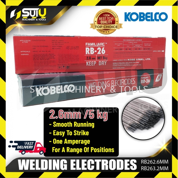 KOBELCO RB-26 Arc Welding Electrode 2.6mm 5KG/pack Accessories Welding Machine/Equipment Kuala Lumpur (KL), Malaysia, Selangor, Setapak Supplier, Suppliers, Supply, Supplies | Sui U Machinery & Tools (M) Sdn Bhd