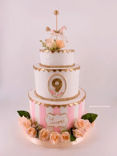 Carousel Theme - 3 Tier Fondant Cake