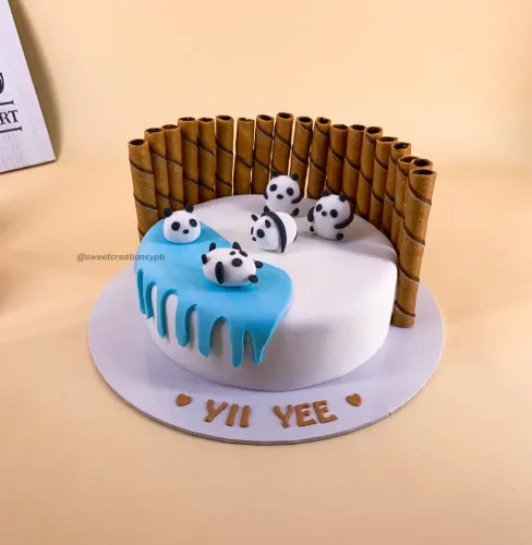 6 inch | Cute Panda Babies | Fondant Cake