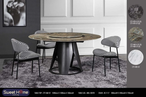 Round Ceramic Sintered Stone Marble Design Table 4.3ft 4.5ft and 5ft