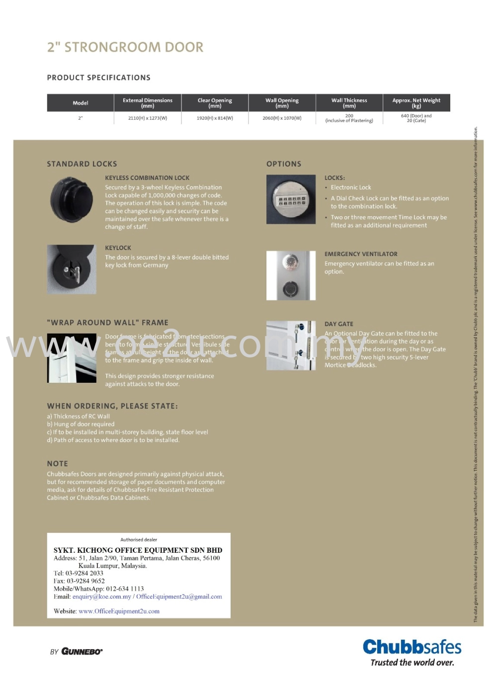 Chubbsafes 2" Strongroom Door (640kg)