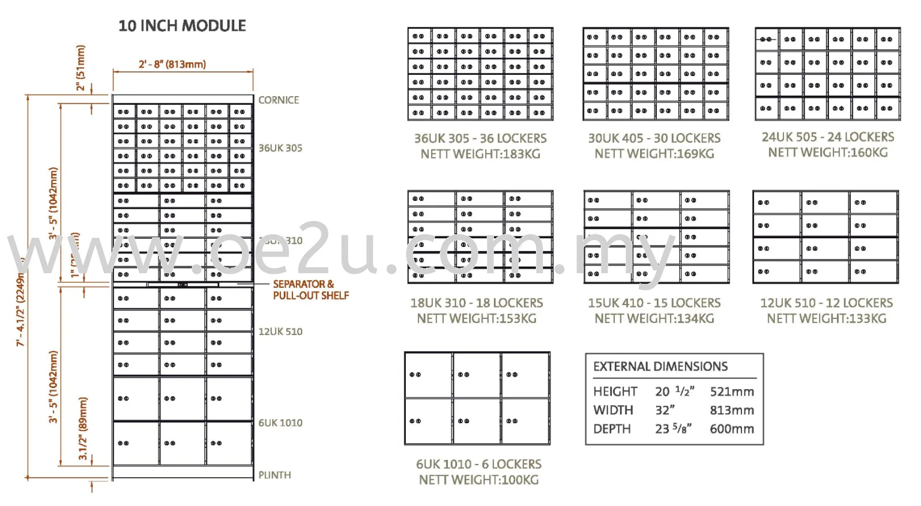 Chubbsafes Safe Deposit Locker - 6 Lockers (6 UK 1010)_100kg