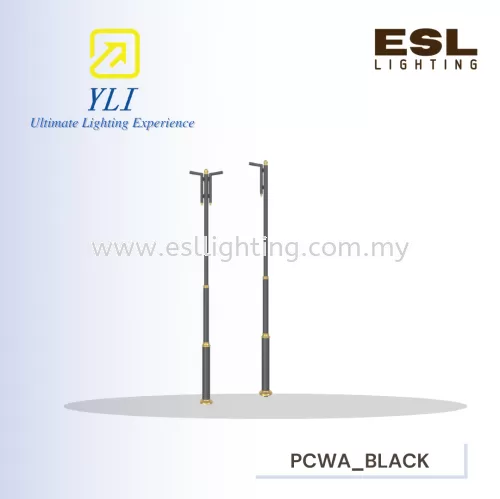 YLI Mild Steel Pole / Hot-Dip Galvanized Pole c/w Arm (For OS SL Street Lights) Pole c/w Arm Matt Black