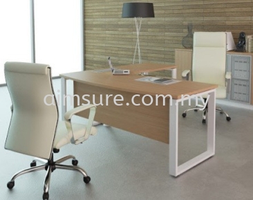 L shape executive table with cassia metal leg