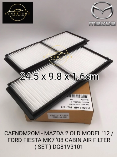 CAFNDM2OM - MAZDA 2 OLD MODEL '12 / FORD FIESTA MK7 '08 CABIN AIR FILTER ( SET ) DG81V3101