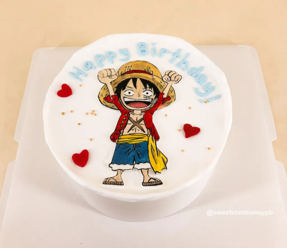 Luffy Theme Drawing Cake